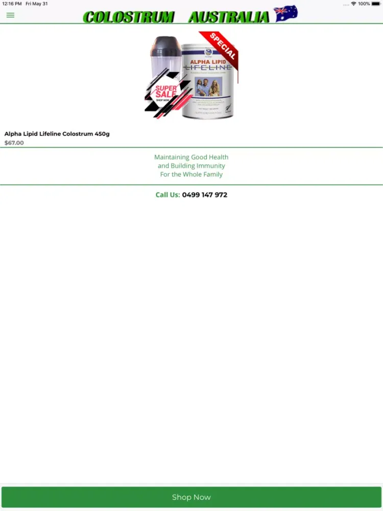 Colostrum Australia iPad Screenshots