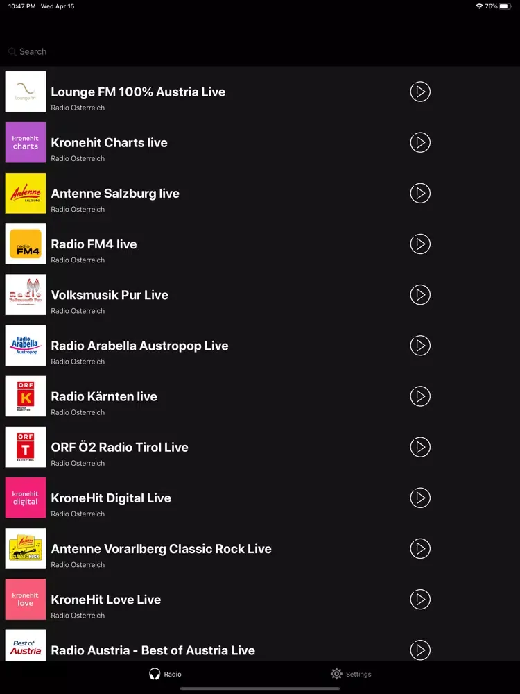 Tangkapan skrin Radio Austria | Österreich FM iPad 
