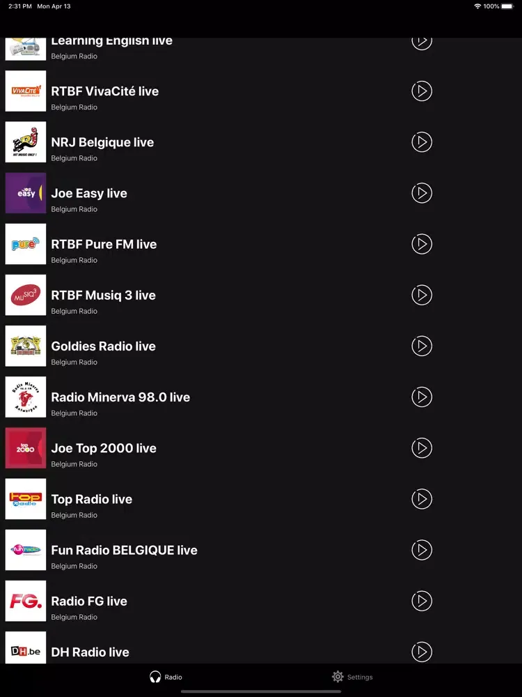 Ảnh chụp màn hình của Radio Belgique - Radio Belgium iPad 