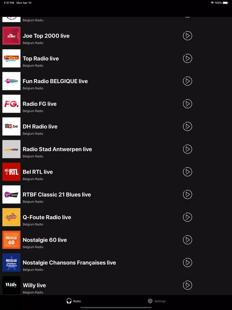 Ảnh chụp màn hình của Radio Belgique - Radio Belgium iPad 
