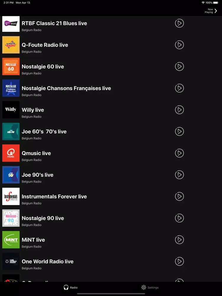 Ảnh chụp màn hình của Radio Belgique - Radio Belgium iPad 