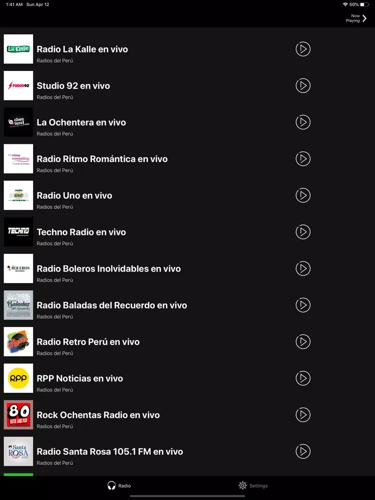 Radio Perú; Radios FM Peruanas iPad 應用截圖