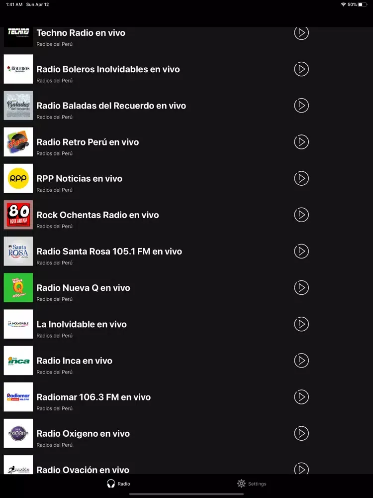 Radio Perú; Radios FM Peruanas iPad 應用截圖
