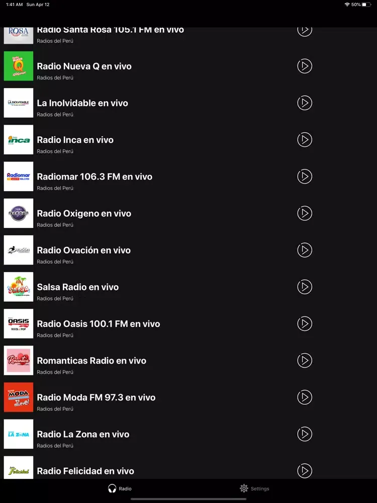 Radio Perú; Radios FM Peruanas iPad 應用截圖
