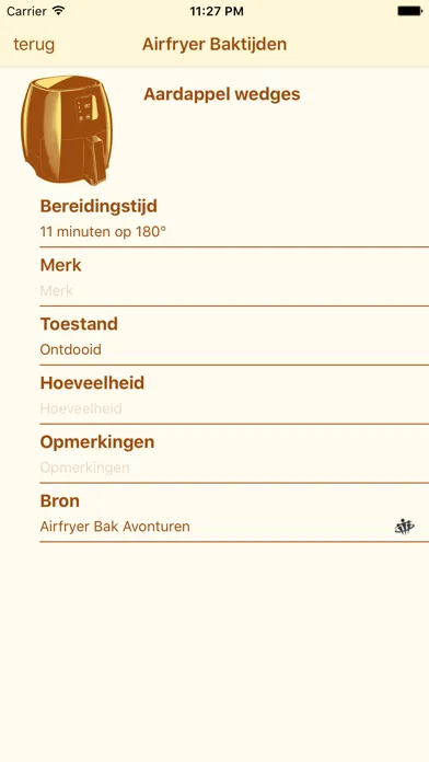 Captures d'écran de Airfryer Baktijden