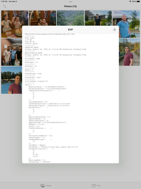 EXIFarium Metadata Info iPad 应用截图