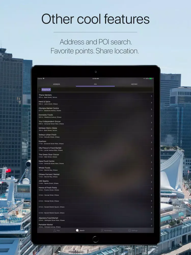 Capturas de tela do Canada Offline Navigator iPad 