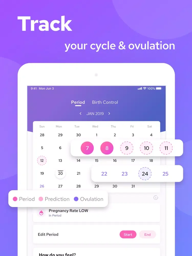 Tangkapan skrin Lunar - Period Tracker iPad 