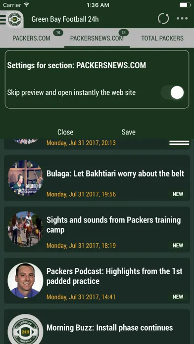 24h News for Green Bay Packers Screenshots