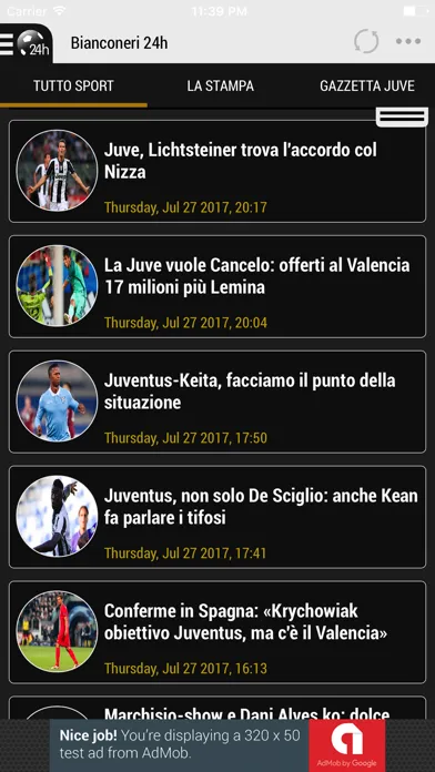 Tangkapan skrin Bianconeri 24h