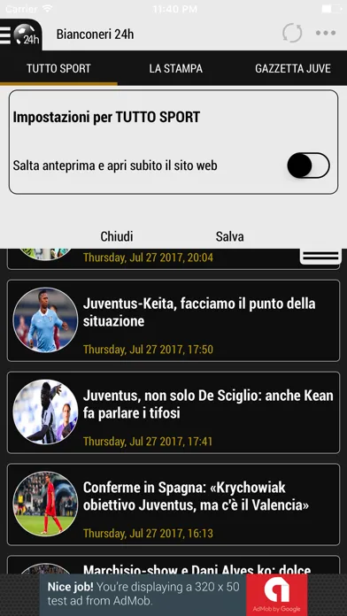 Tangkapan skrin Bianconeri 24h