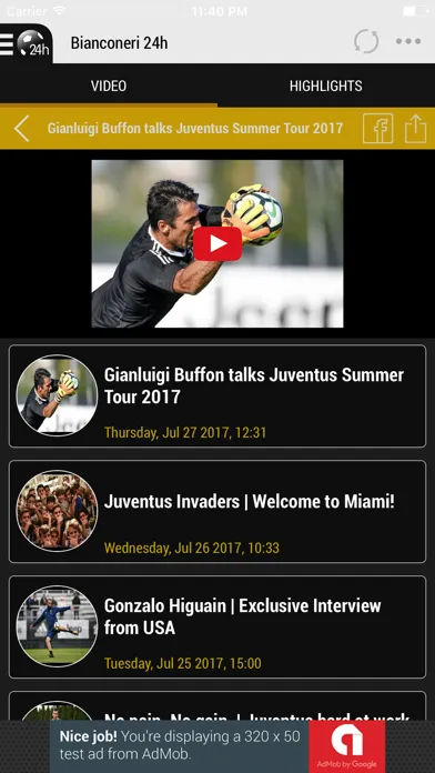 Tangkapan skrin Bianconeri 24h