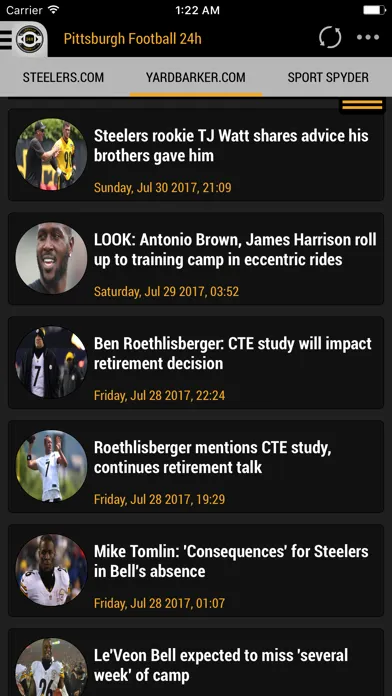 Capturas de tela do 24h News for Pittsburgh Steelers