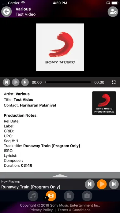 Sony Music Promo Portal Screenshots