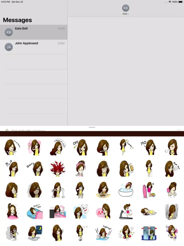 Girl daily life stickers iPad 应用截图