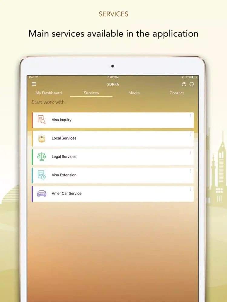 Capturas de tela do GDRFA Dubai iPad 