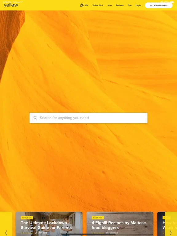 Yellow Malta iPad  Screenshots