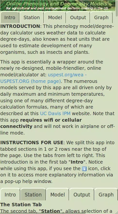 Tangkapan skrin Degree-Day Models - uspest.org