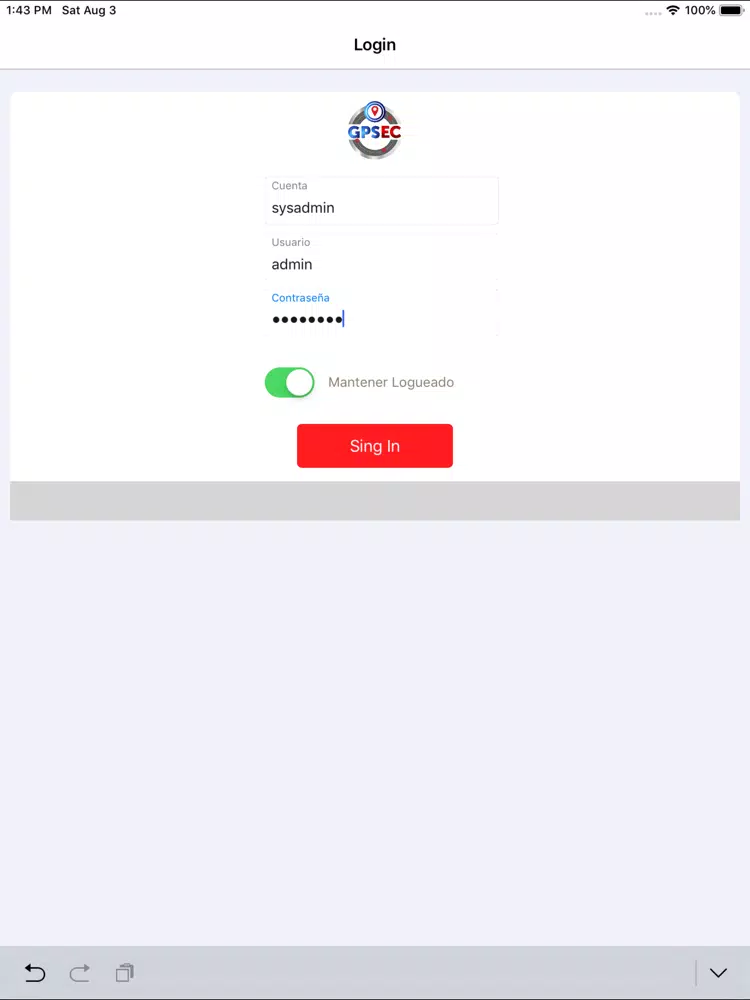 Tangkapan skrin Gpsec iPad 
