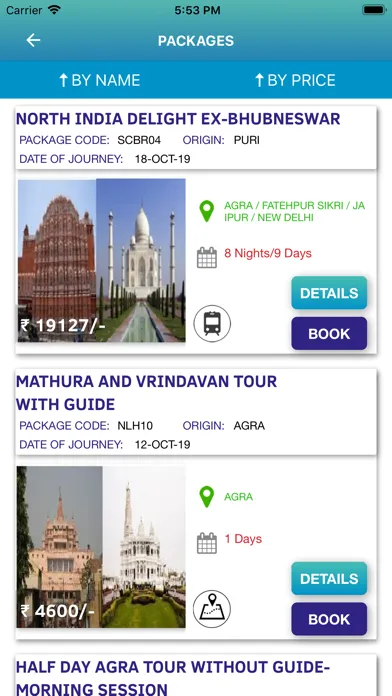 Ảnh chụp màn hình của IRCTC Tourism