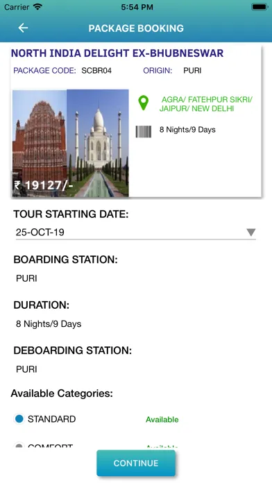 Ảnh chụp màn hình của IRCTC Tourism