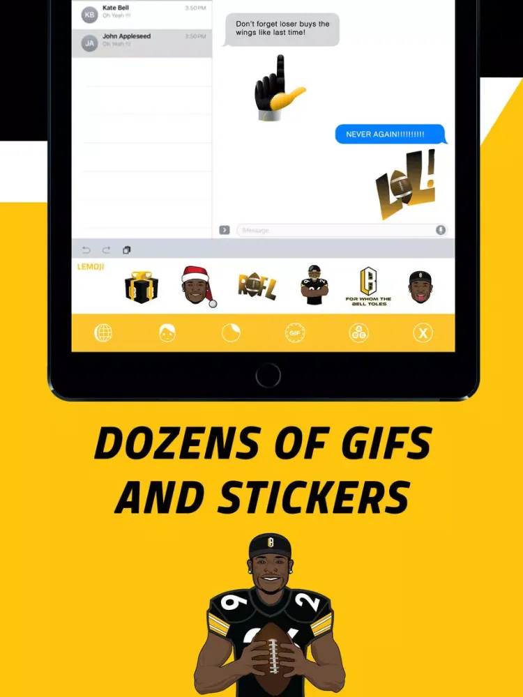 Tangkapan layar Le'Moji - Official Le'Veon Bell Emoji Keyboard iPad 