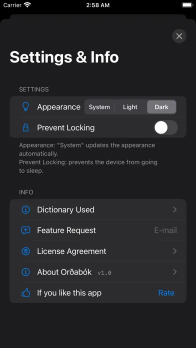 Orðabók Screenshots
