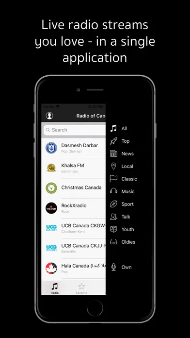 Radio of Canada. Live stations Screenshots