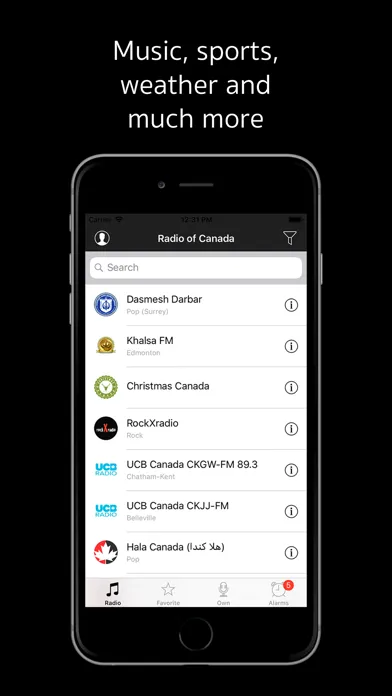 Radio of Canada. Live stations Screenshots