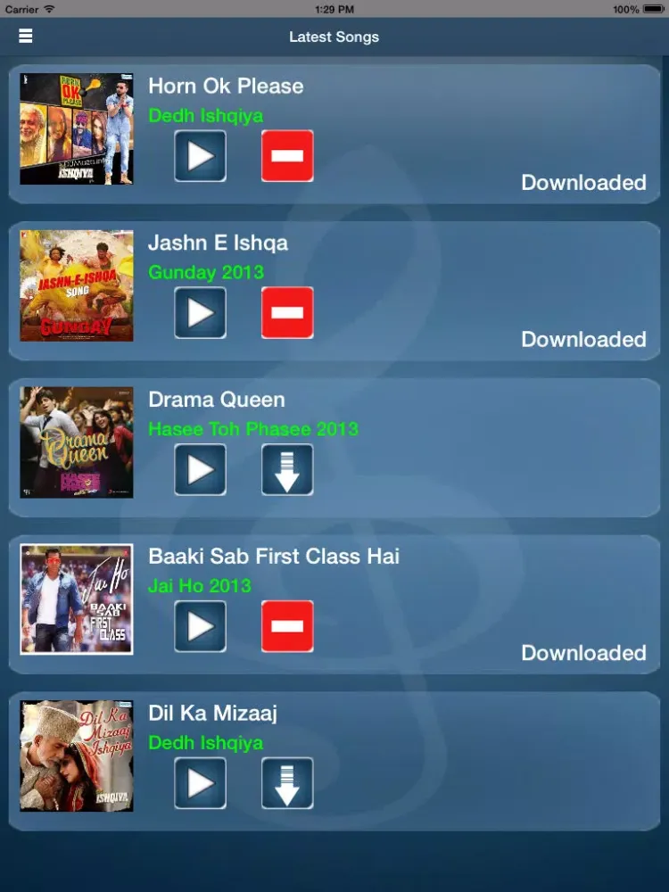 Tangkapan layar New Bollywood Songs iPad 