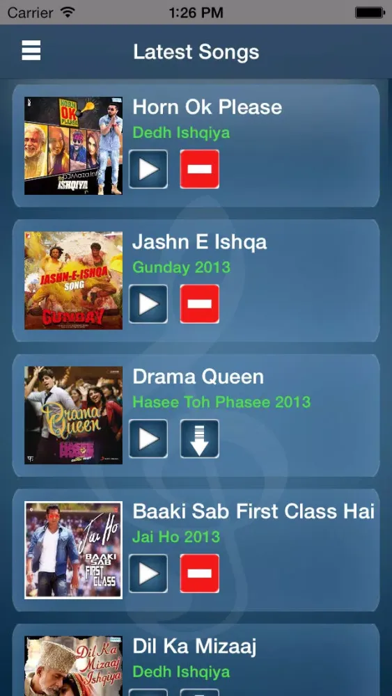 Tangkapan layar New Bollywood Songs