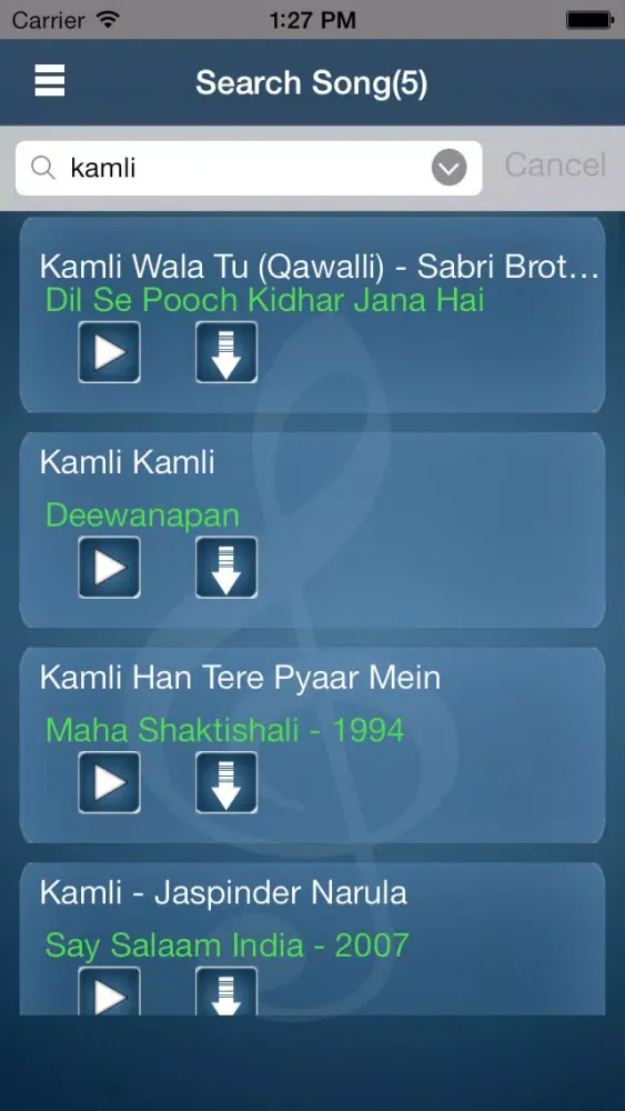 Tangkapan layar New Bollywood Songs