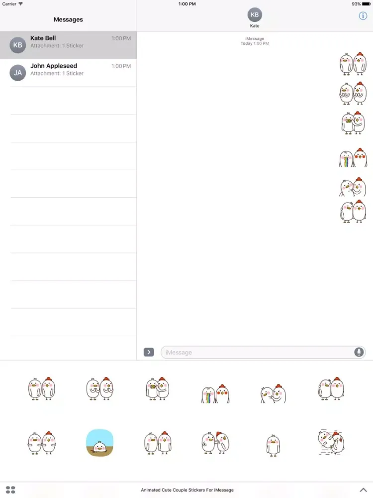 Animated Cute Couple Stickers For iMessage iPad 应用截图