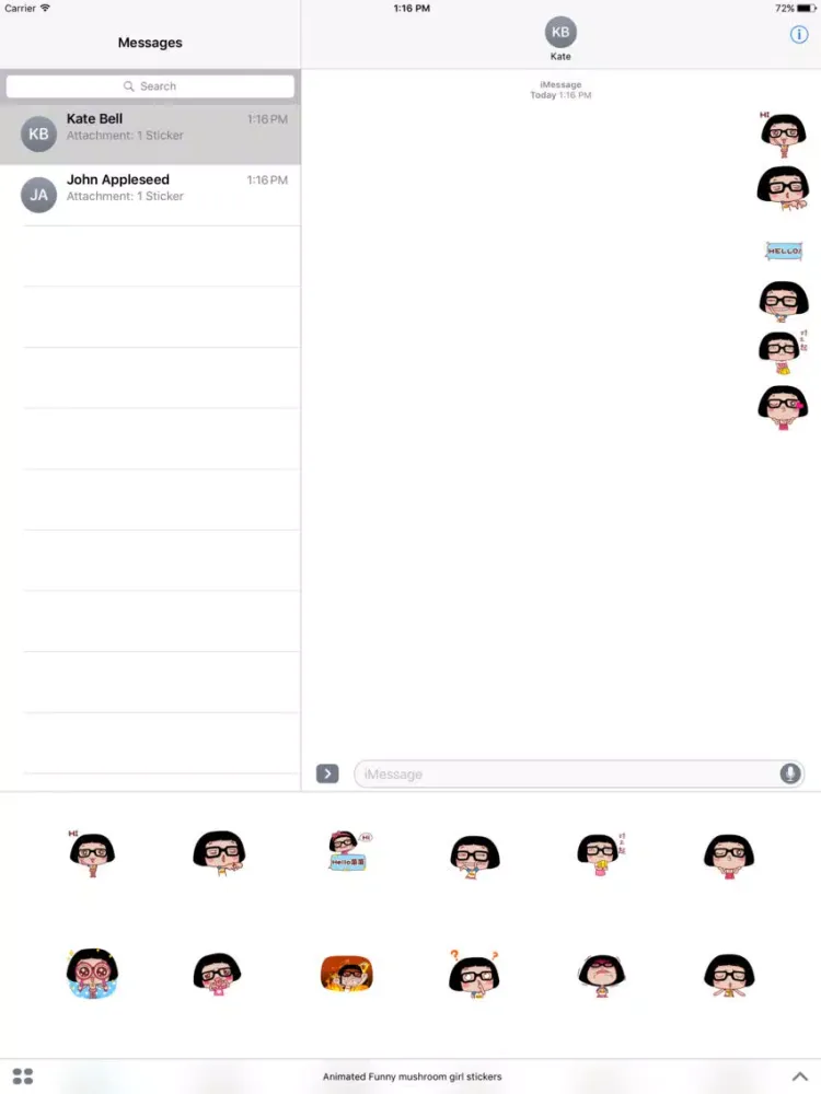 Animated Funny Mushroom Girl Stickers For iMessage iPad スクリーンショット