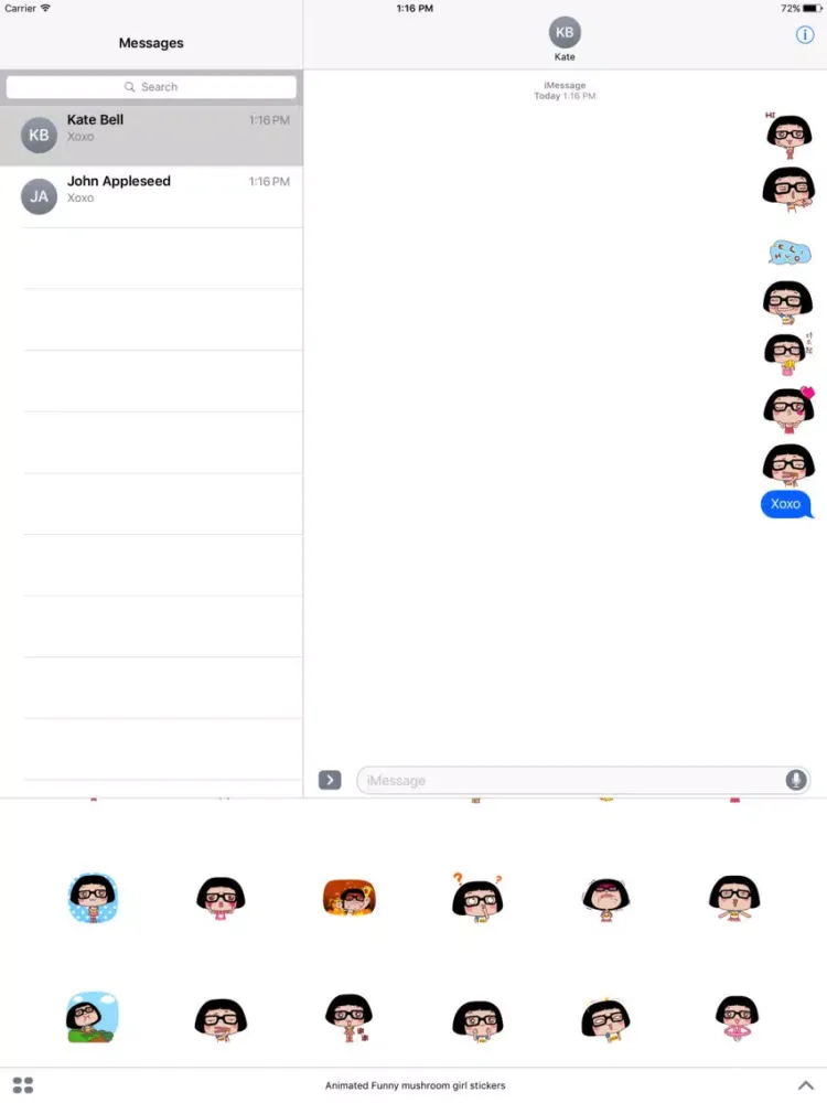 Animated Funny Mushroom Girl Stickers For iMessage iPad スクリーンショット