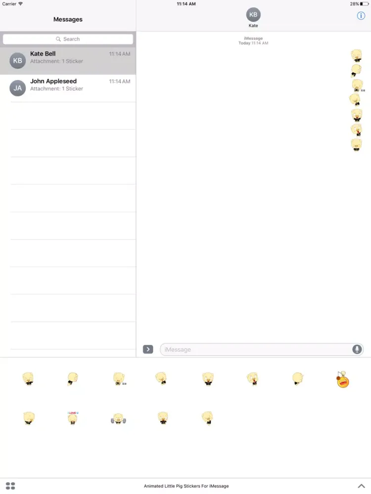 Tangkapan layar Animated Little Pig Stickers For iMessage iPad