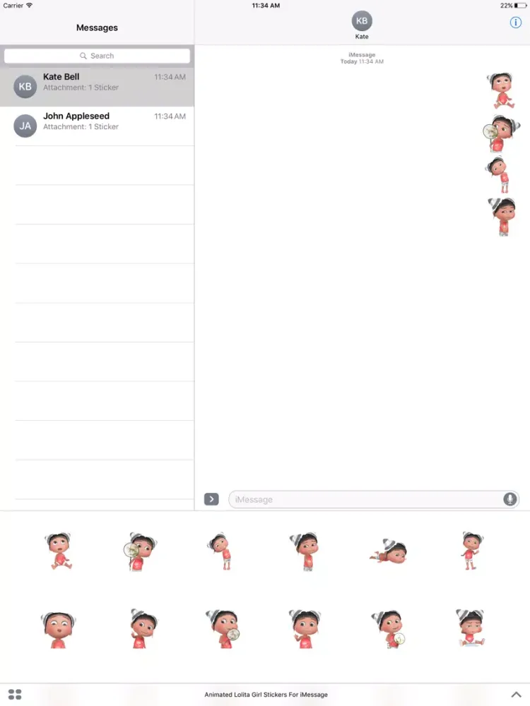 صور Animated Lolita Girl Stickers For iMessage iPad