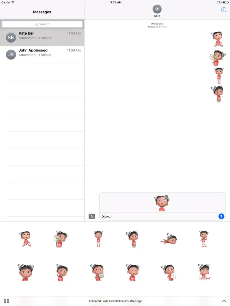 صور Animated Lolita Girl Stickers For iMessage iPad