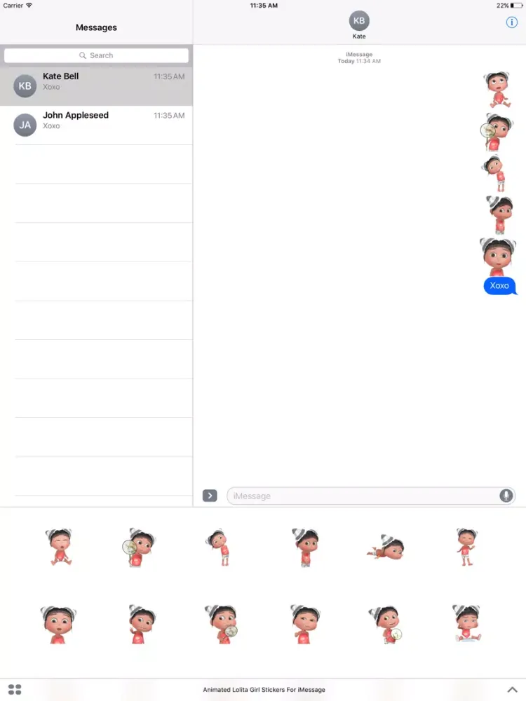 صور Animated Lolita Girl Stickers For iMessage iPad