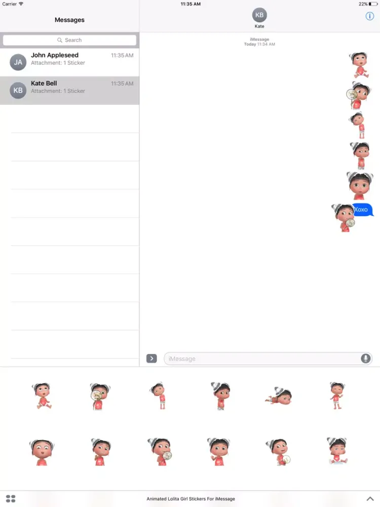 صور Animated Lolita Girl Stickers For iMessage iPad