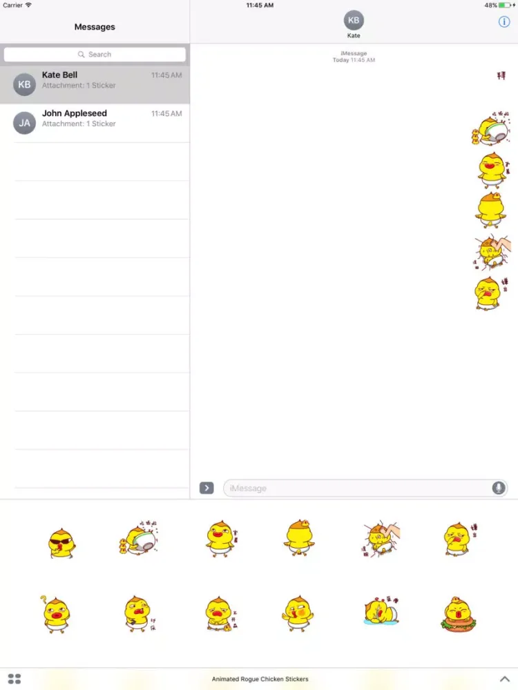 Capturas de tela do Animated Rogue Chicken Stickers For iMessage iPad