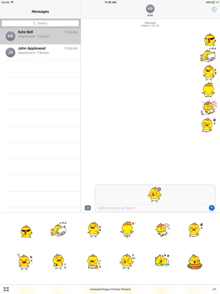 Capturas de tela do Animated Rogue Chicken Stickers For iMessage iPad