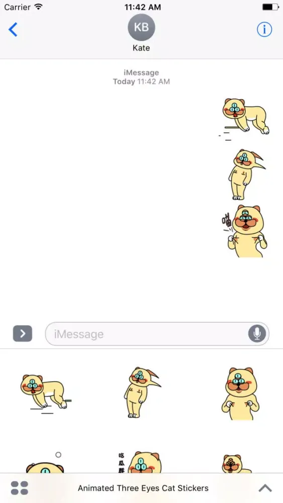 Animated Three Eyes Cat Stickers For iMessage 스크린샷