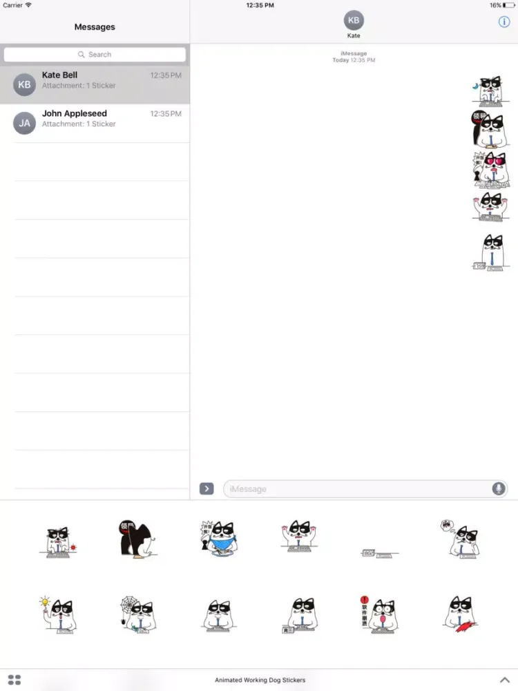 Animated Working Dog Stickers For iMessage iPad Screenshots