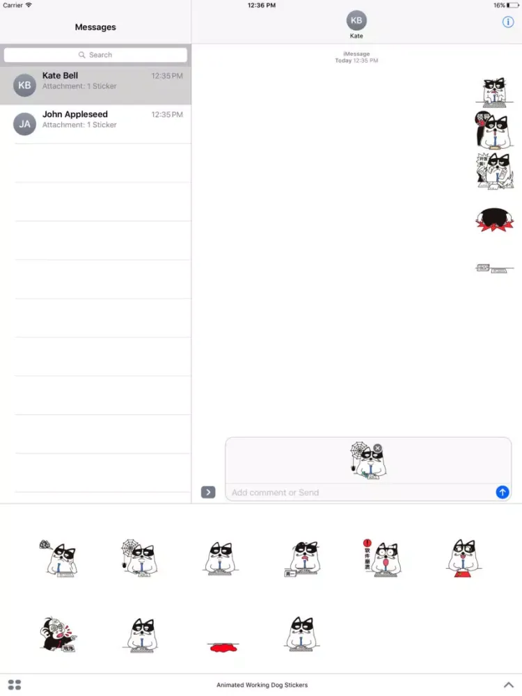 Animated Working Dog Stickers For iMessage iPad Screenshots