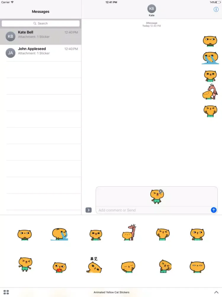 Animated Yellow Cat Stickers For iMessage iPad スクリーンショット
