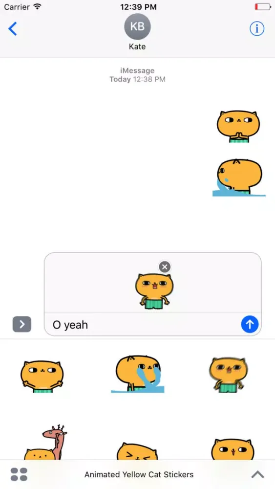 Animated Yellow Cat Stickers For iMessage スクリーンショット