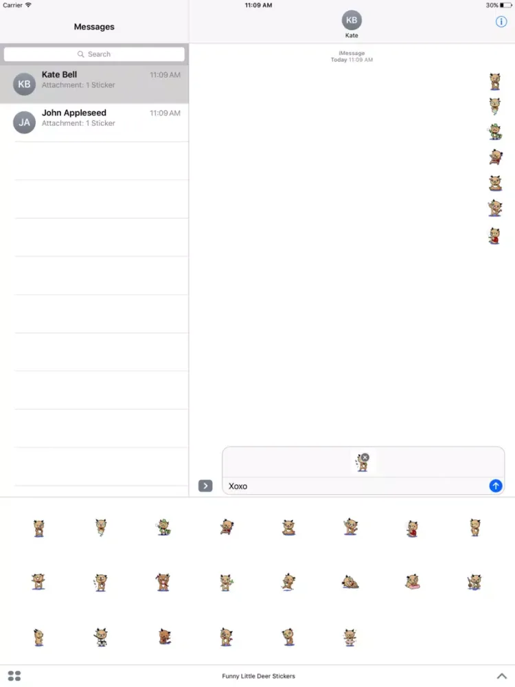 Funny Little Deer Stickers Pack For iMessage iPad 应用截图