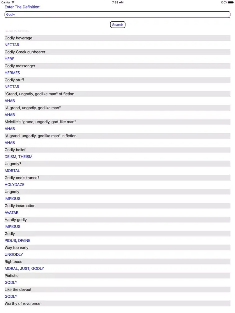 ภาพหน้าจอของ Crossword Clues Solver iPad 