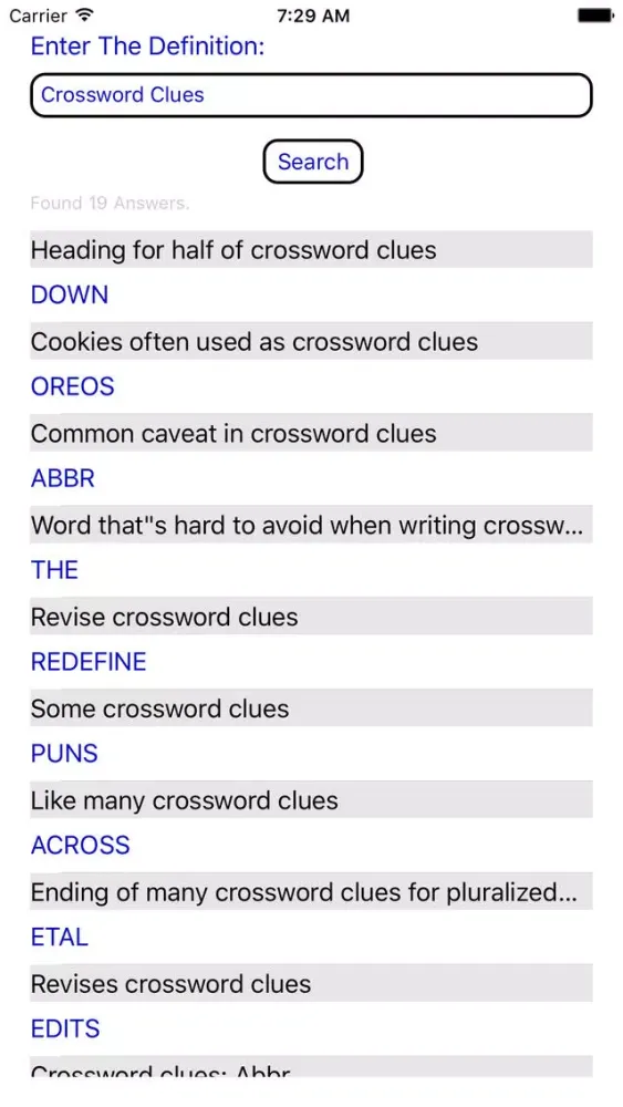 ภาพหน้าจอของ Crossword Clues Solver